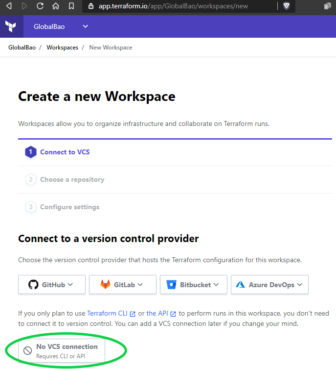 terraform cloud new workspace